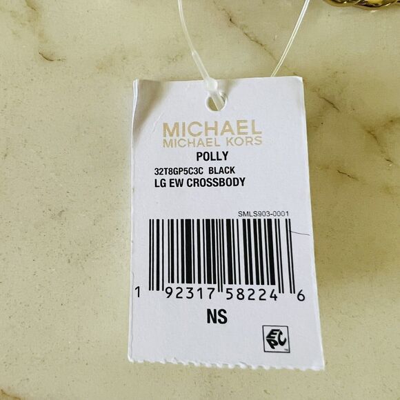 MICHAEL KORS Polly Black Nylon East West Zip Chain Crossbody Bag - Picture 9 of 9